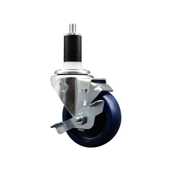 Service Caster 3.5'' Solid Poly Swivel 1-3/8'' Expanding Stem Caster with Brake SCC-EX20S3514-SPUS-TLB-138 - main